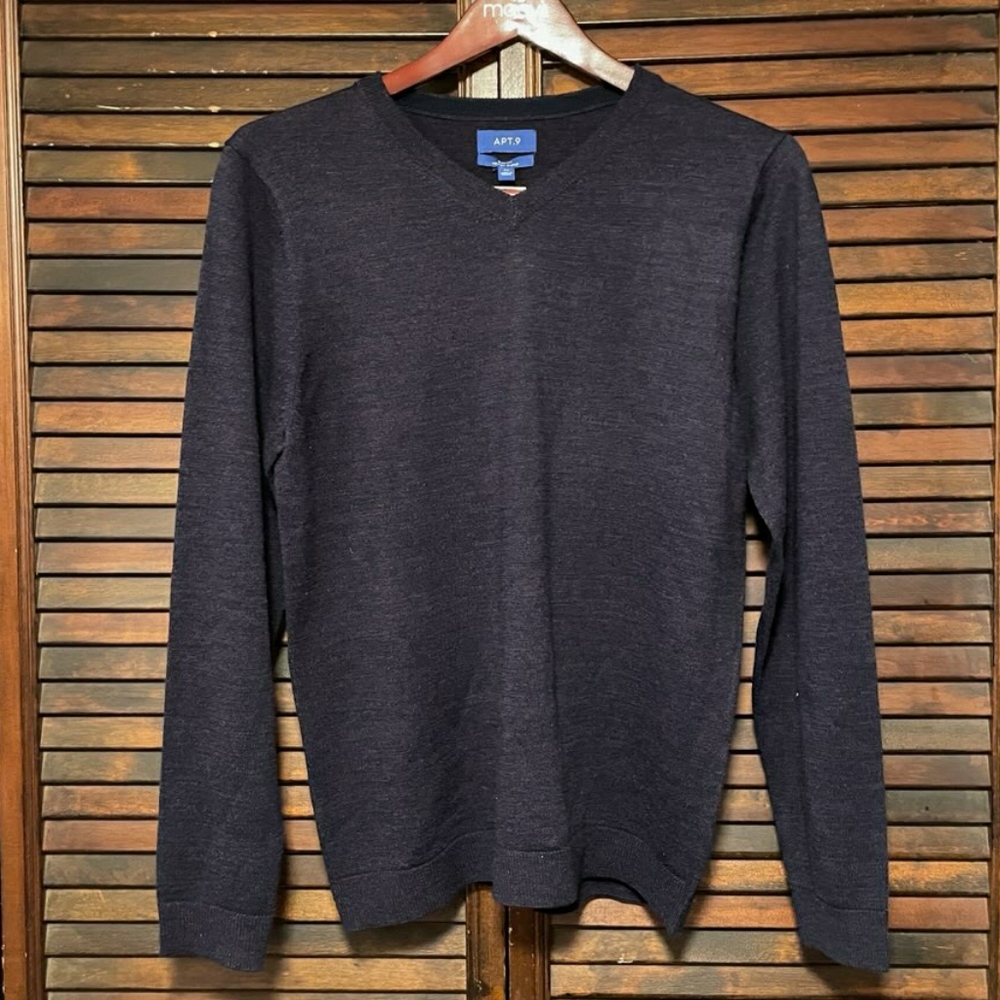 Apt. 9 Men's Merino Blend Charcoal V-Neck Sweater